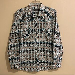 Cowgirl Western Geometric Patterned Button Down Shirt